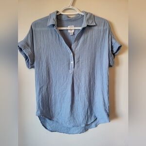 CORE LIFE Blue Seersucker Cotton top